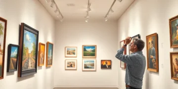 how do galleries hang paintings arcahexchibto